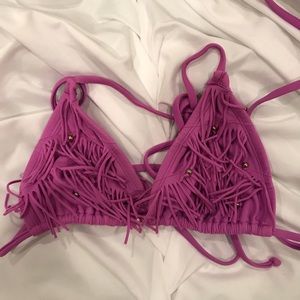 Purple Fringe Bikini Top